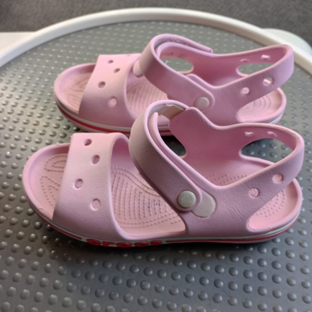 Crocs Kids J2 Pink Sandals Double Strap Lightweight Water Summer Shoes